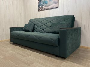 Диван Престиж-15 НПБ+МДФ, велюр Sensey bottle green в Тавде - tavda.magazin-mebel74.ru | фото