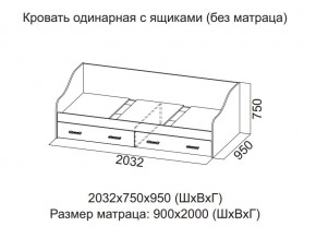 Кровать одинарная с ящиками (Без матраца 0,9*2,0) в Тавде - tavda.magazin-mebel74.ru | фото