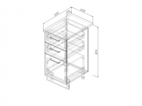 Н3Я 40 Модуль нижний Без Столешницы 3 ящика МН3Я 40 в Тавде - tavda.magazin-mebel74.ru | фото