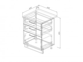 Н3Я 60 Модуль нижний Без Столешницы 3 ящика МН3Я 60 в Тавде - tavda.magazin-mebel74.ru | фото